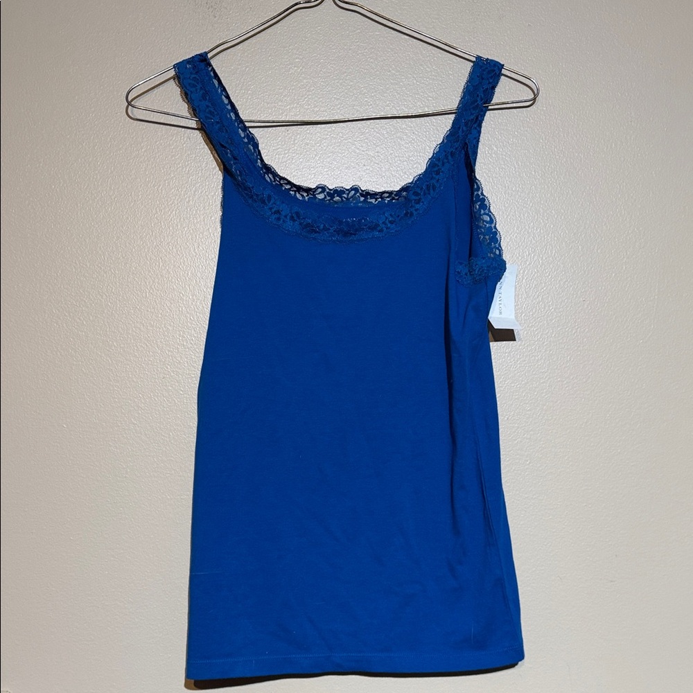 Ann Taylor Royal Blue Lace Trim Camisole